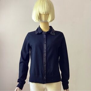 Worth Black Cashmere Cardigan Sweater SZ M